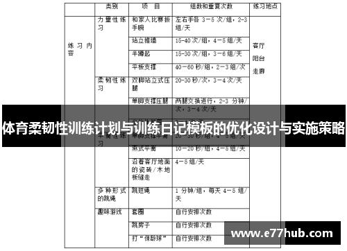 体育柔韧性训练计划与训练日记模板的优化设计与实施策略